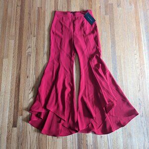 Zara red pants with dramatic bell bottoms